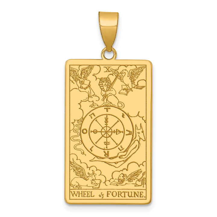 14kt Yellow Gold Wheel of Fortune Tarot Card Pendant