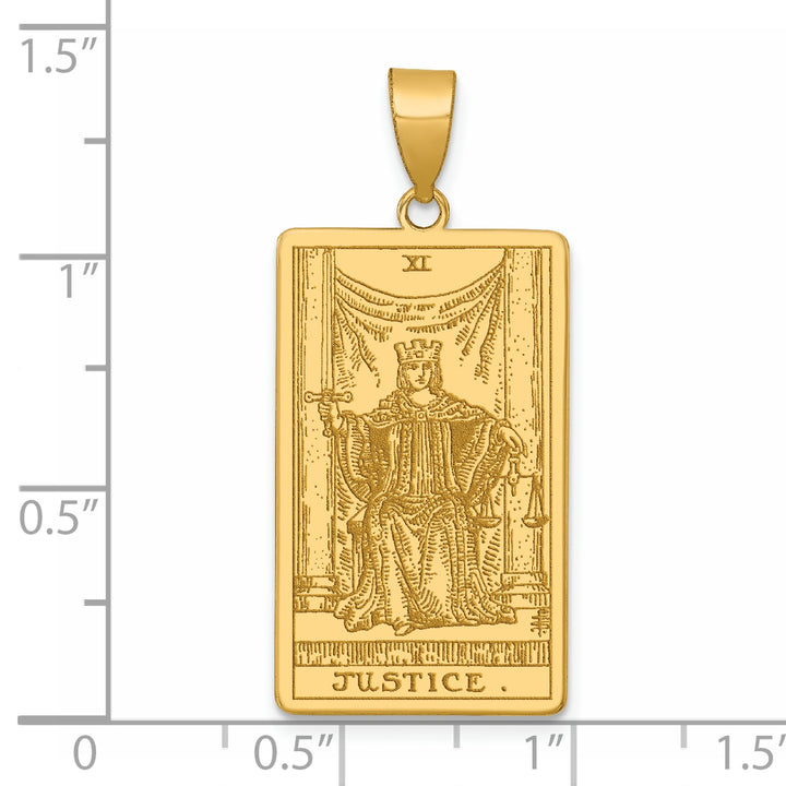 14kt Yellow Gold Justice Tarot Card Pendant