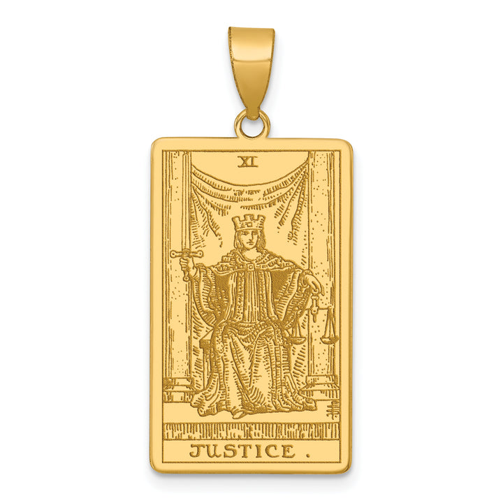 14kt Yellow Gold Justice Tarot Card Pendant