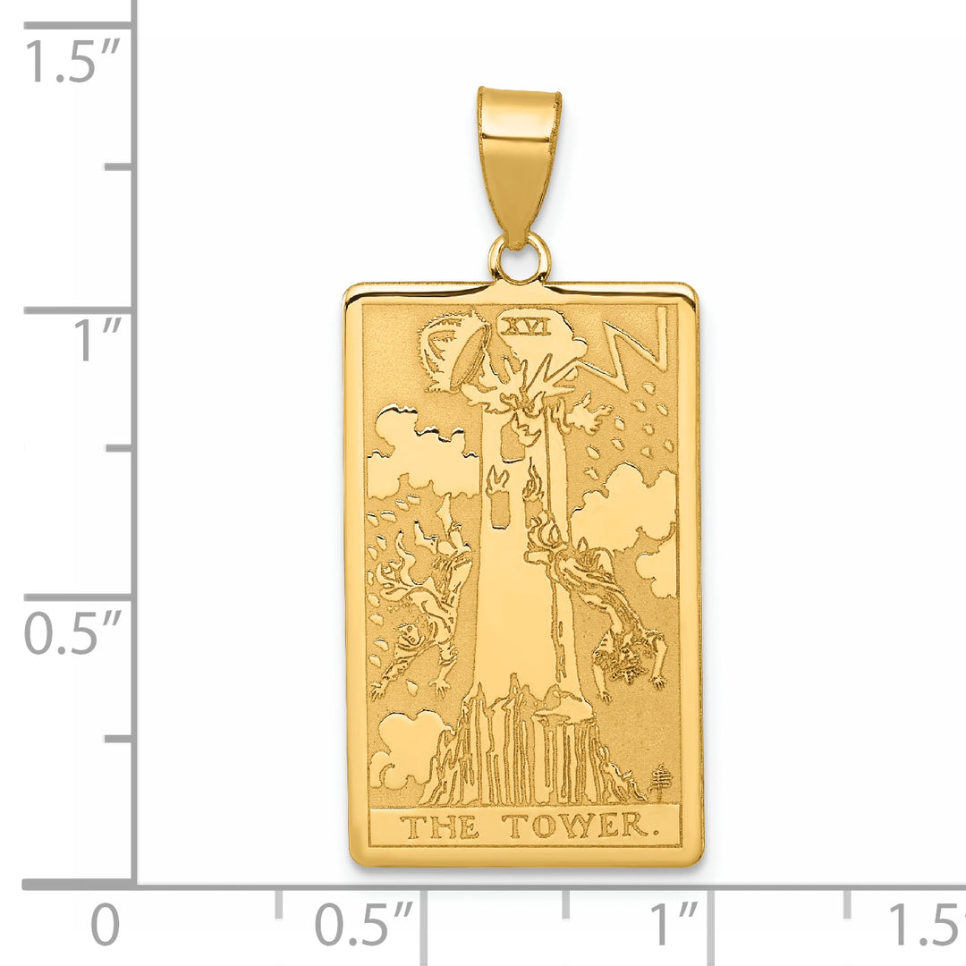 14kt Yellow Gold The Tower Tarot Card Pendant
