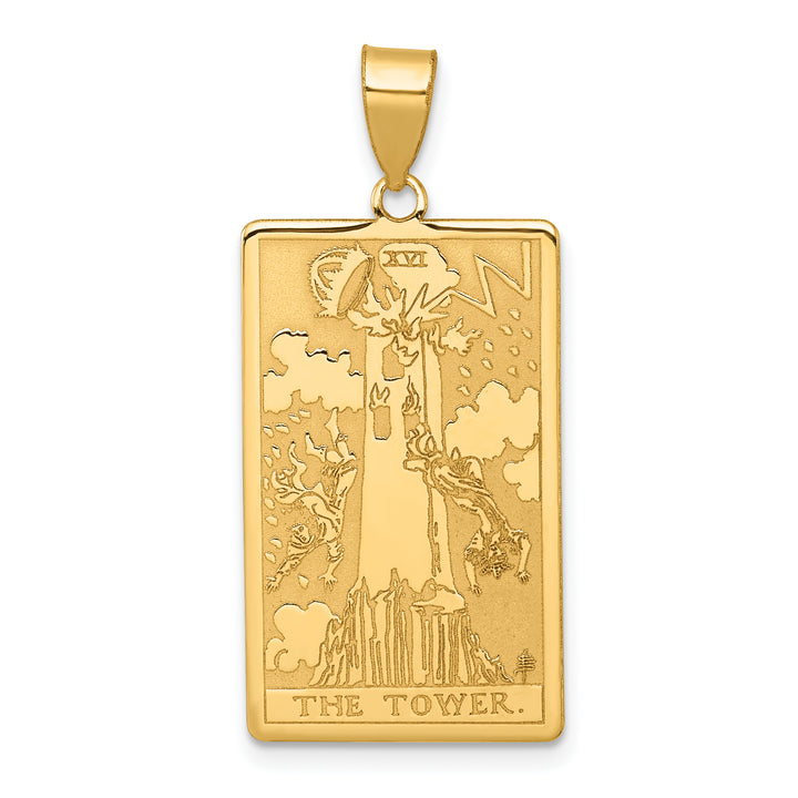 14kt Yellow Gold The Tower Tarot Card Pendant