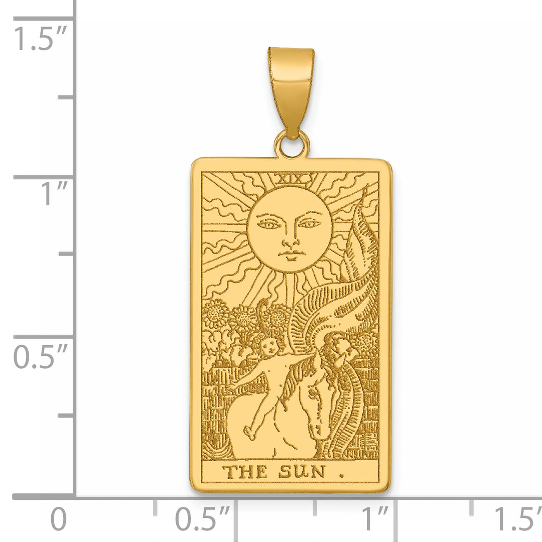 14kt Yellow Gold The Sun Tarot Card Pendant