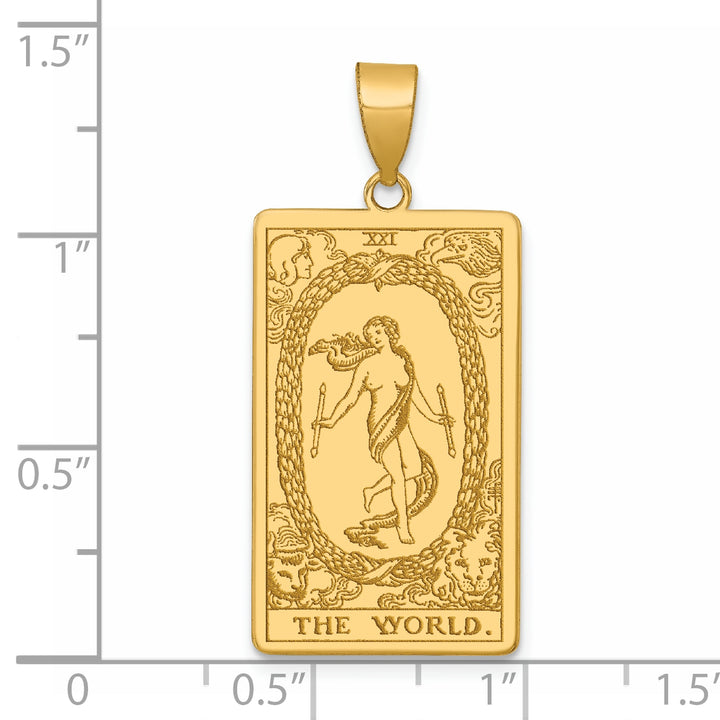 14kt Yellow Gold The World Tarot Card Pendant