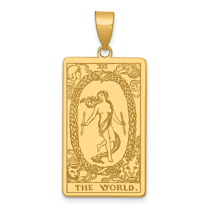 14kt Yellow Gold The World Tarot Card Pendant