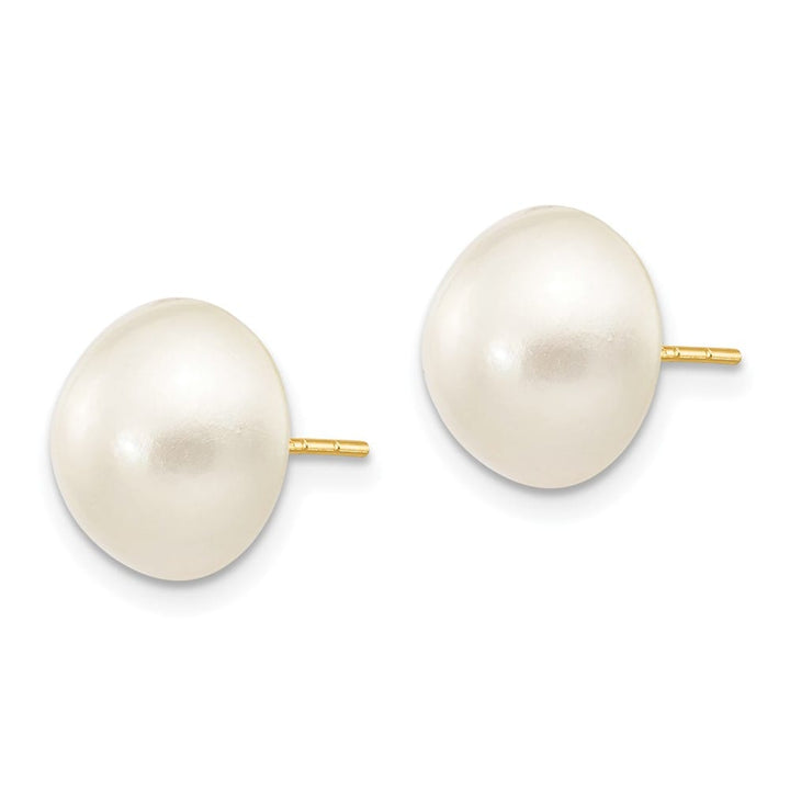 14K Yellow Gold 10-11mm White Saltwater Cultured Mabe Pearl Earrings