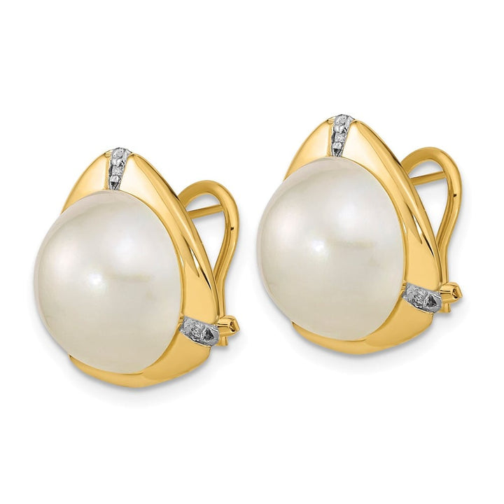14K Yellow Gold 12-13mm White Mabe Saltwater Cultured Pearl Earrings