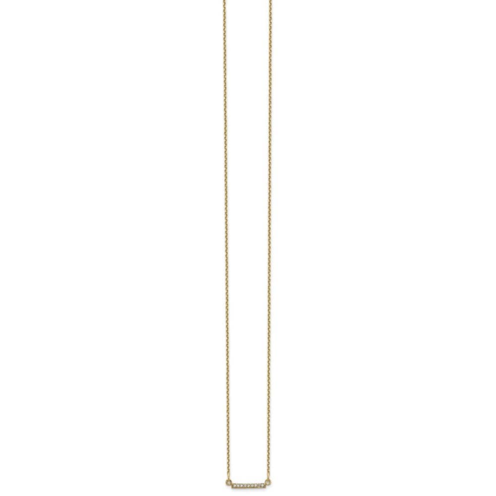 14K Yellow Gold Polished 1/20 carat Diamond Tiny Bar 18 inch Necklace