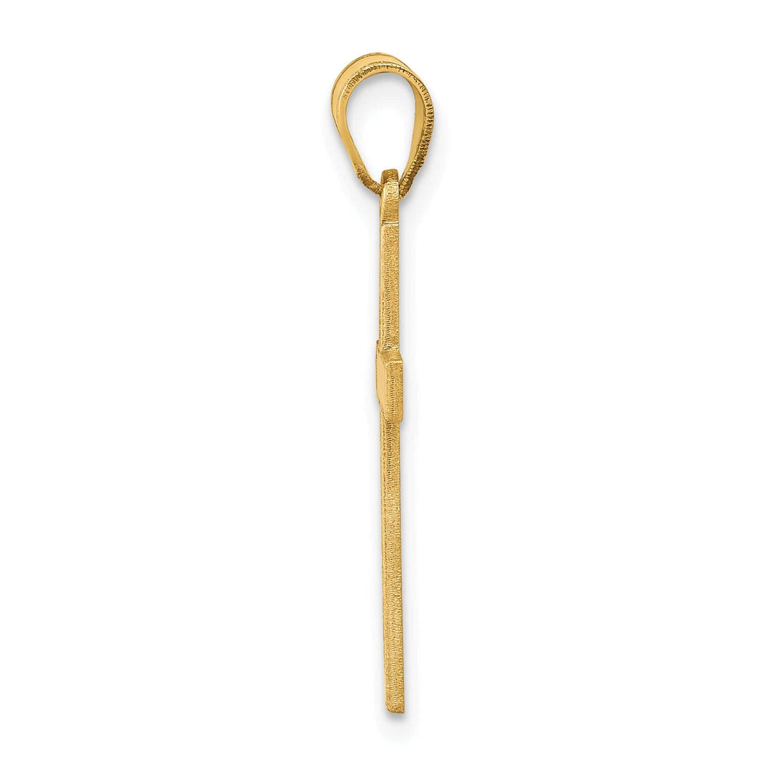 14k Yellow Gold Florentine Satin Finish Cross Pendant