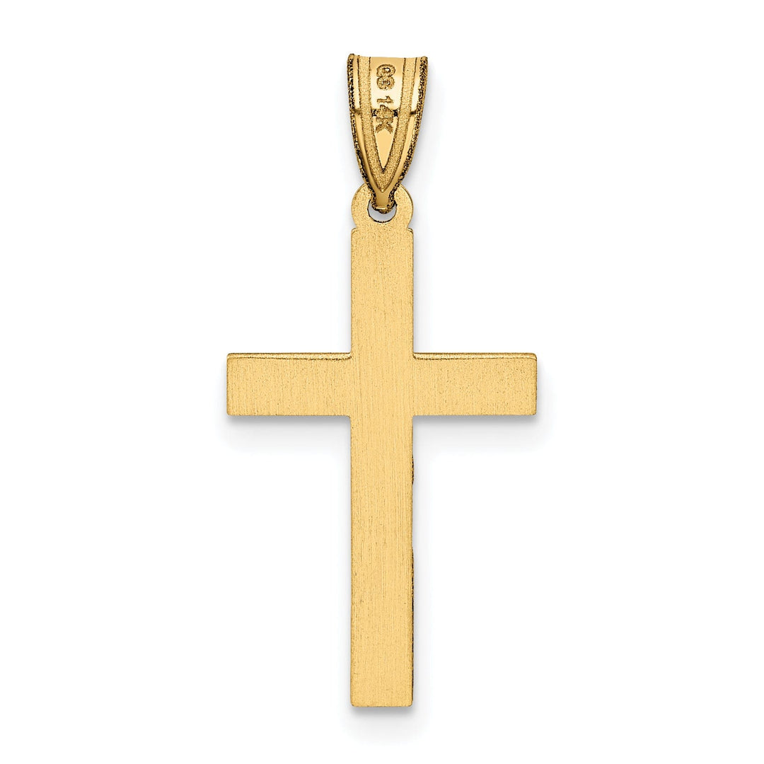 14k Yellow Gold Florentine Satin Finish Cross Pendant