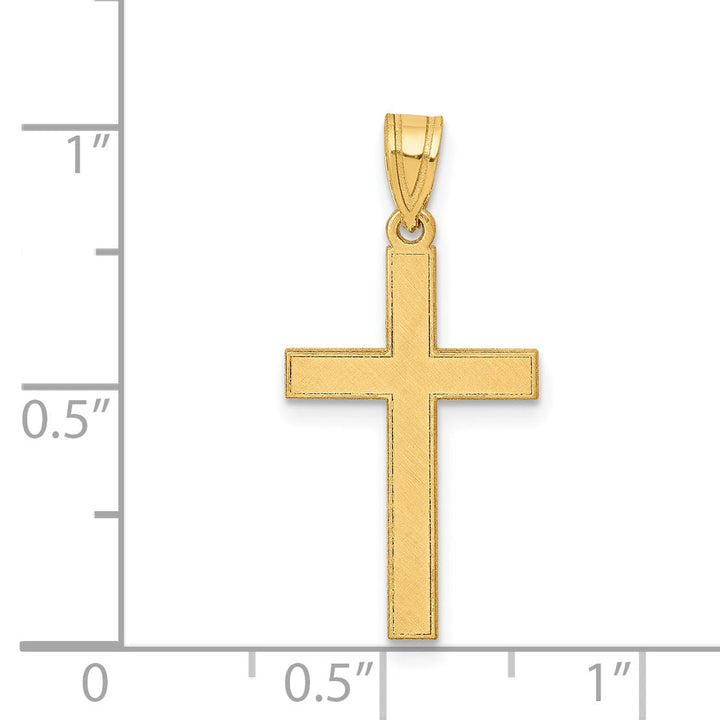 14k Yellow Gold Florentine Satin Finish Cross Pendant