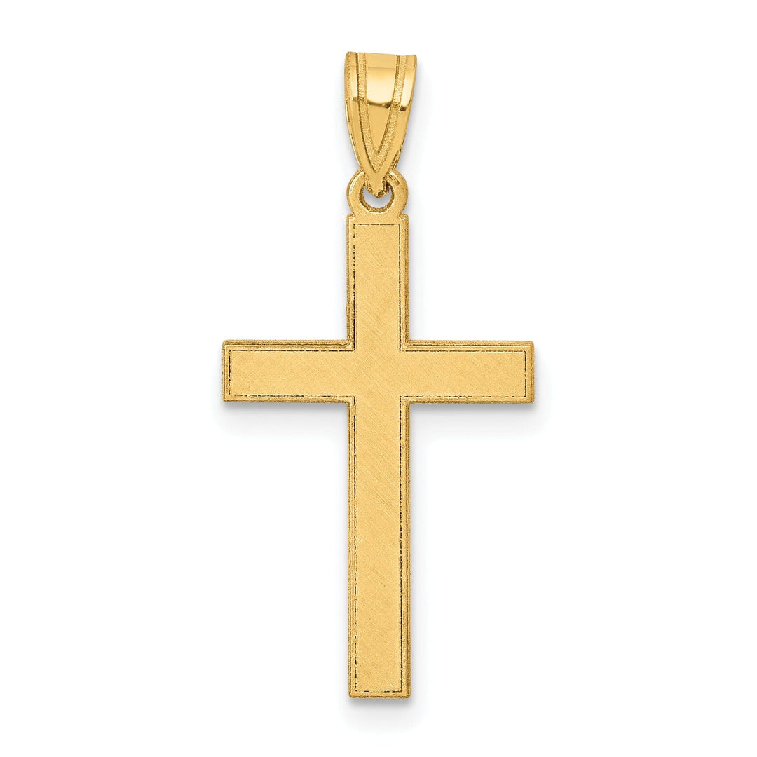 14k Yellow Gold Florentine Satin Finish Cross Pendant