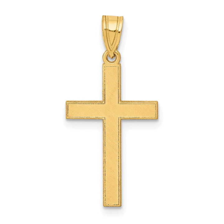 14k Yellow Gold Florentine Satin Finish Cross Pendant