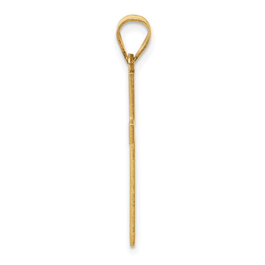 14k Yellow Gold Florentine Satin Detail Cross Pendant