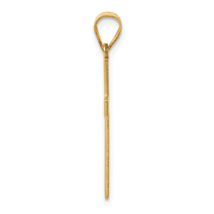 14k Yellow Gold Florentine Satin Detail Cross Pendant