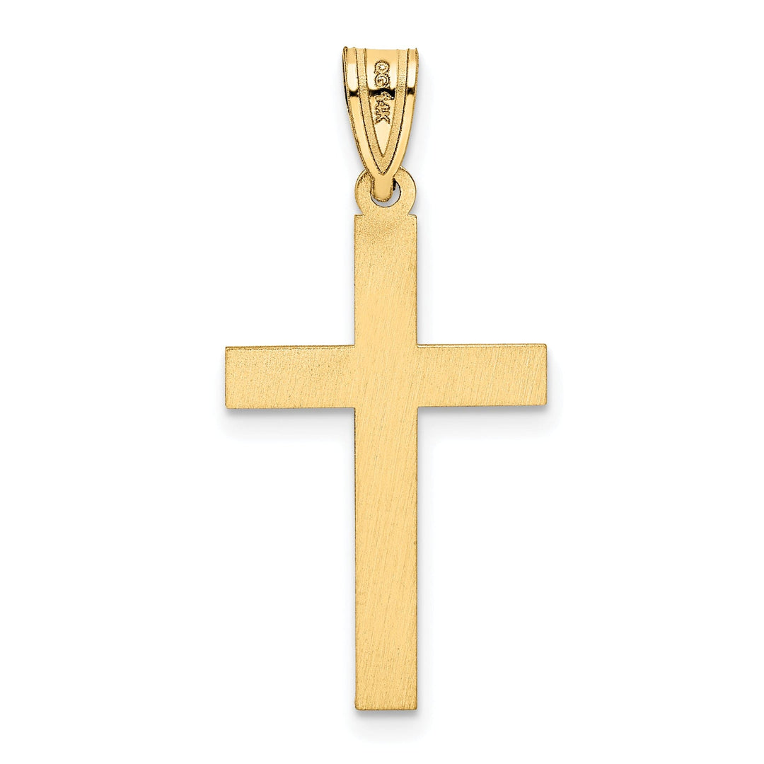 14k Yellow Gold Florentine Satin Detail Cross Pendant