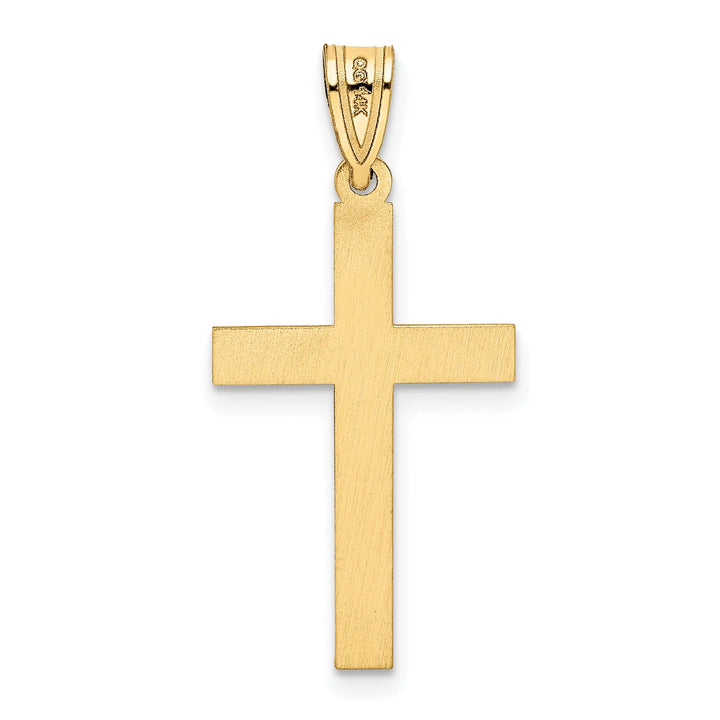14k Yellow Gold Florentine Satin Detail Cross Pendant