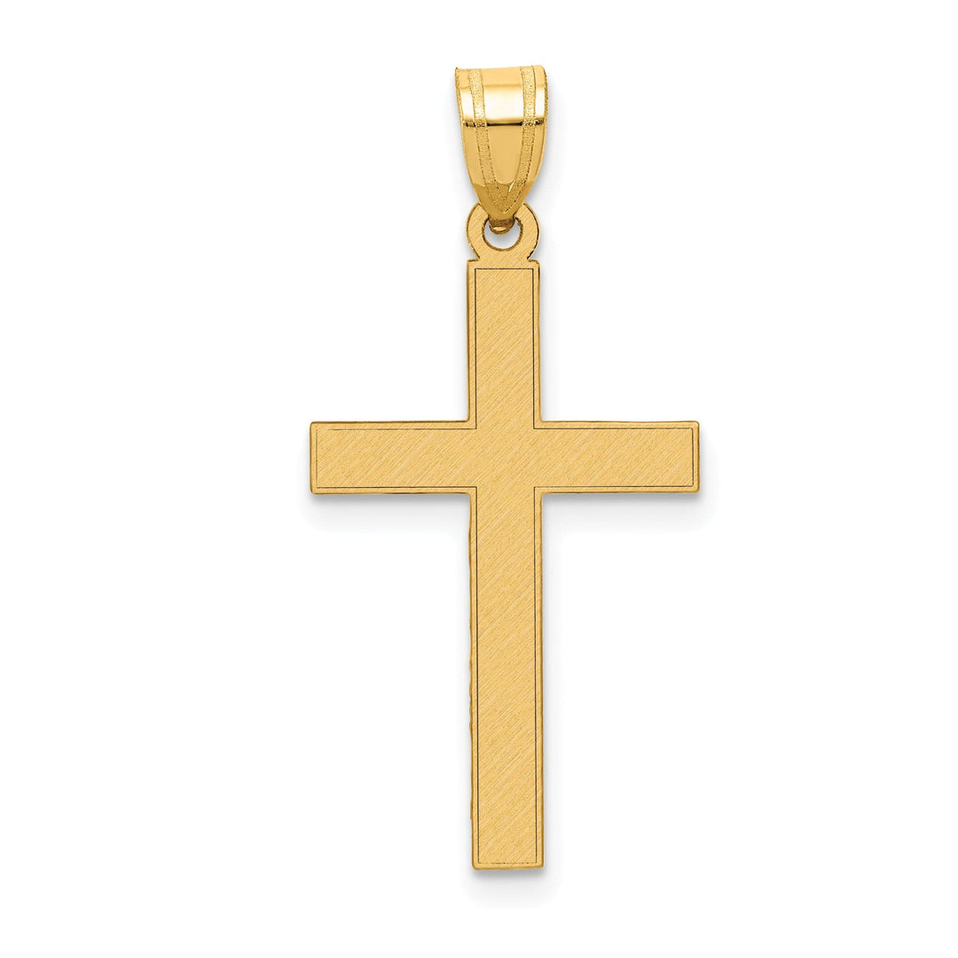 14k Yellow Gold Florentine Satin Detail Cross Pendant