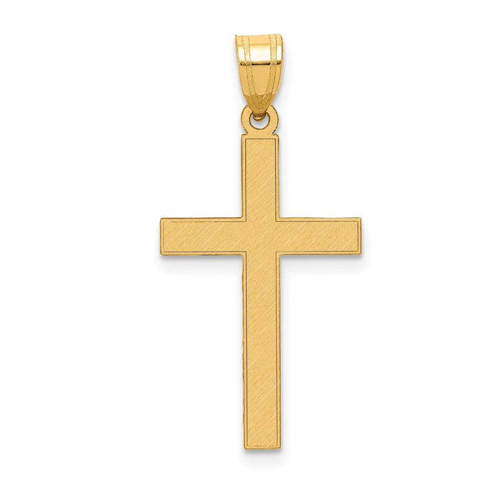 14k Yellow Gold Florentine Satin Detail Cross Pendant