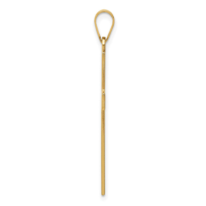 14k Yellow Gold Satin Florentine Finish Cross Pendant