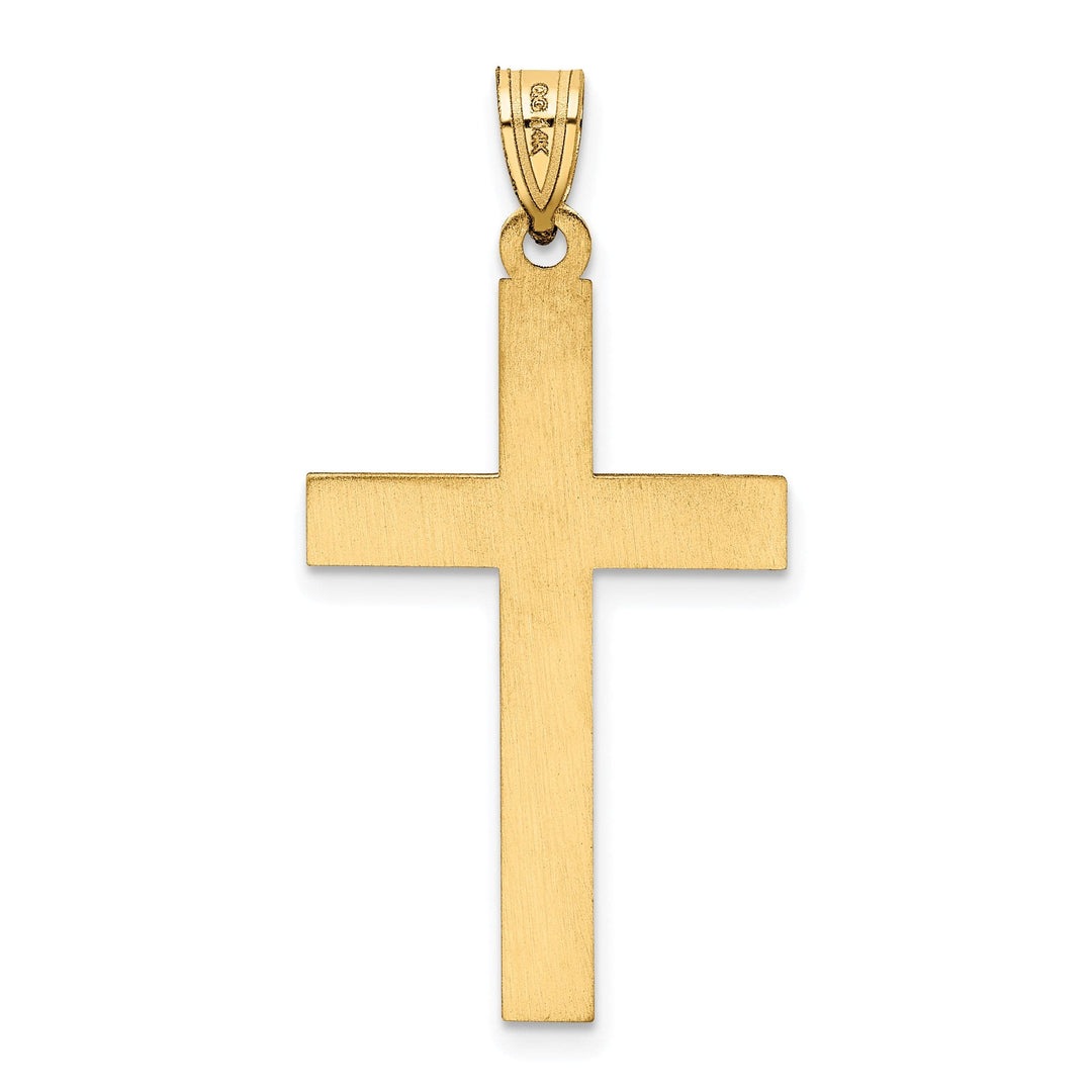 14k Yellow Gold Satin Florentine Finish Cross Pendant