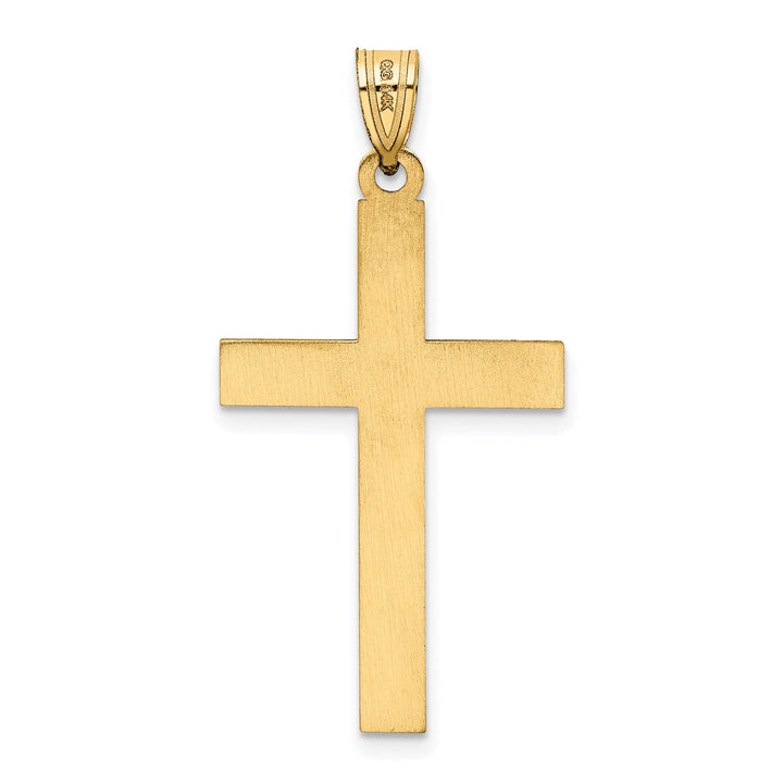 14k Yellow Gold Satin Florentine Finish Cross Pendant