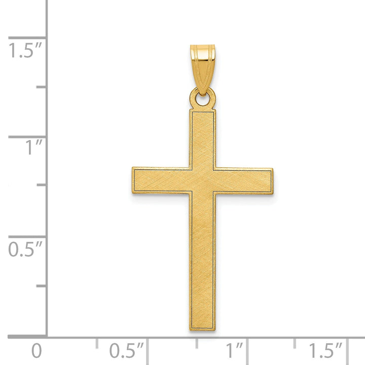 14k Yellow Gold Satin Florentine Finish Cross Pendant