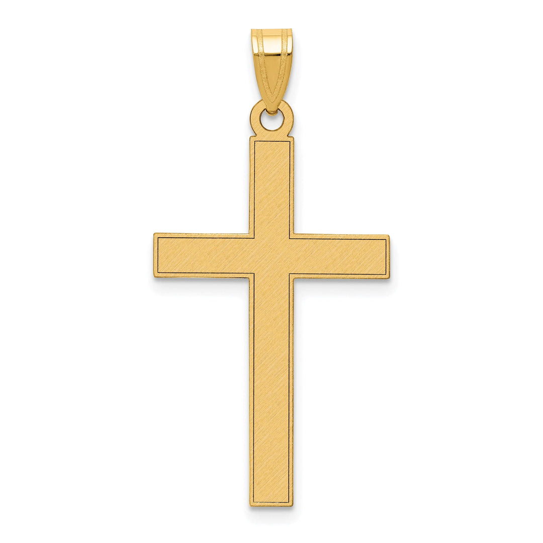14k Yellow Gold Satin Florentine Finish Cross Pendant