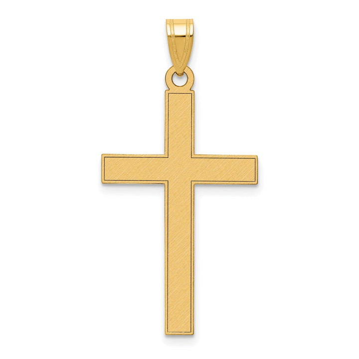 14k Yellow Gold Satin Florentine Finish Cross Pendant