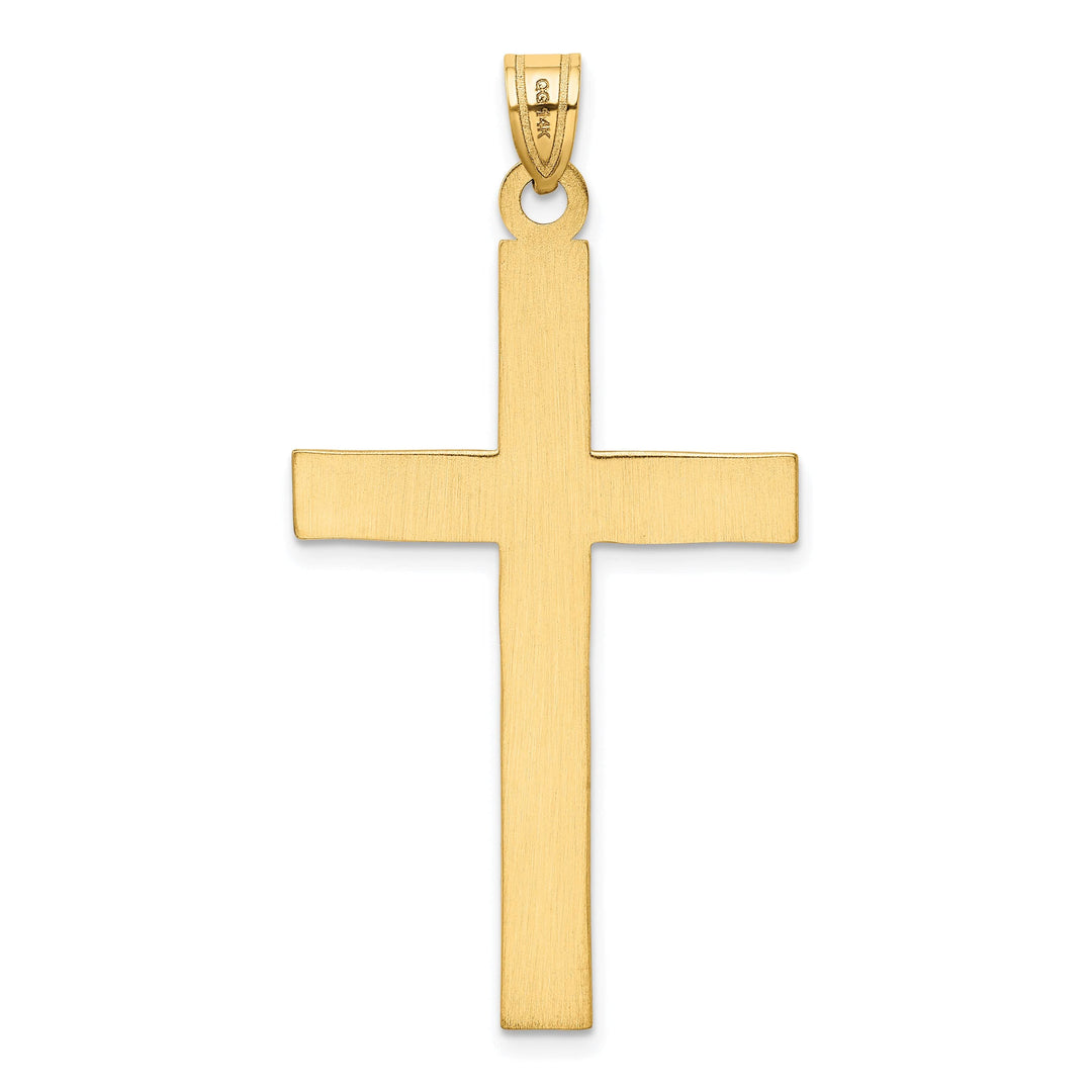 14k Yellow Gold Florentine Satin Finish Cross Pendant