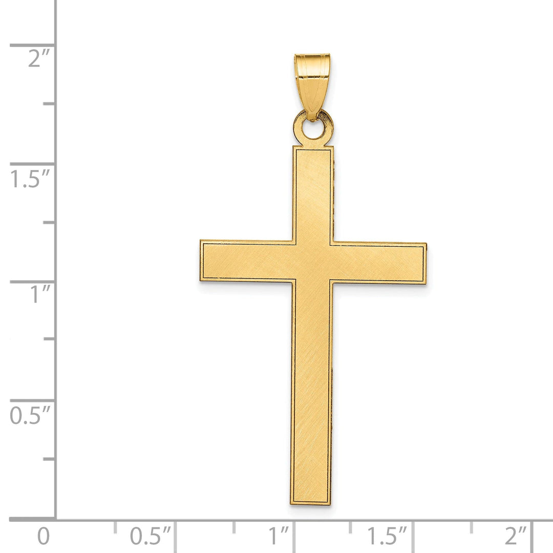 14k Yellow Gold Florentine Satin Finish Cross Pendant