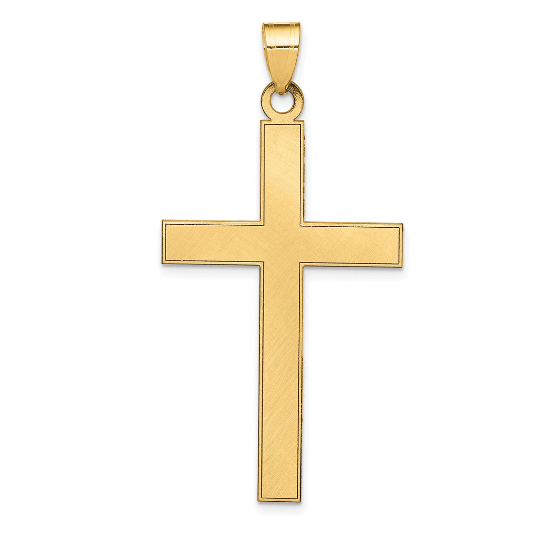 14k Yellow Gold Florentine Satin Finish Cross Pendant