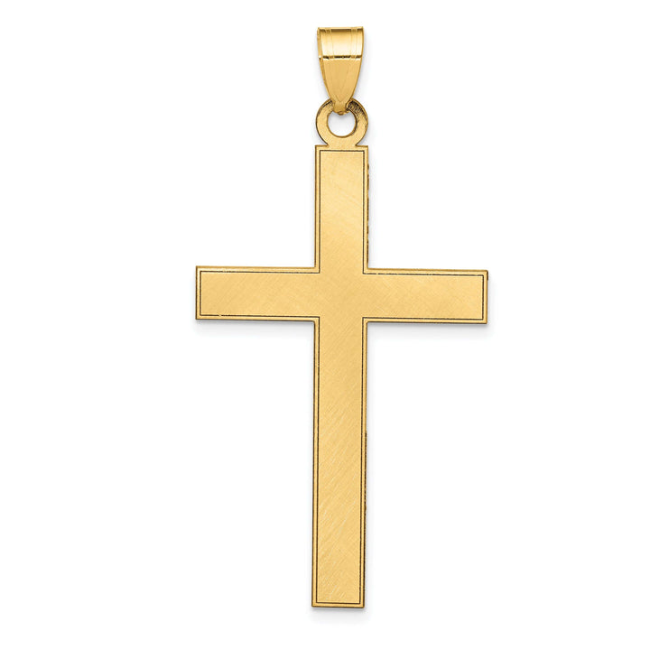 14k Yellow Gold Florentine Satin Finish Cross Pendant