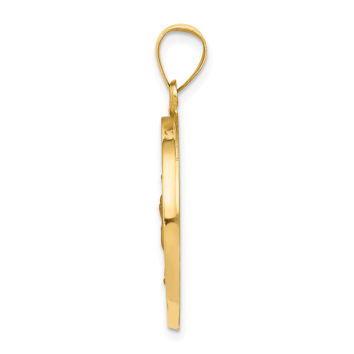 14K Yellow Gold Our Lady of Guadalupe Medal Round Pendant