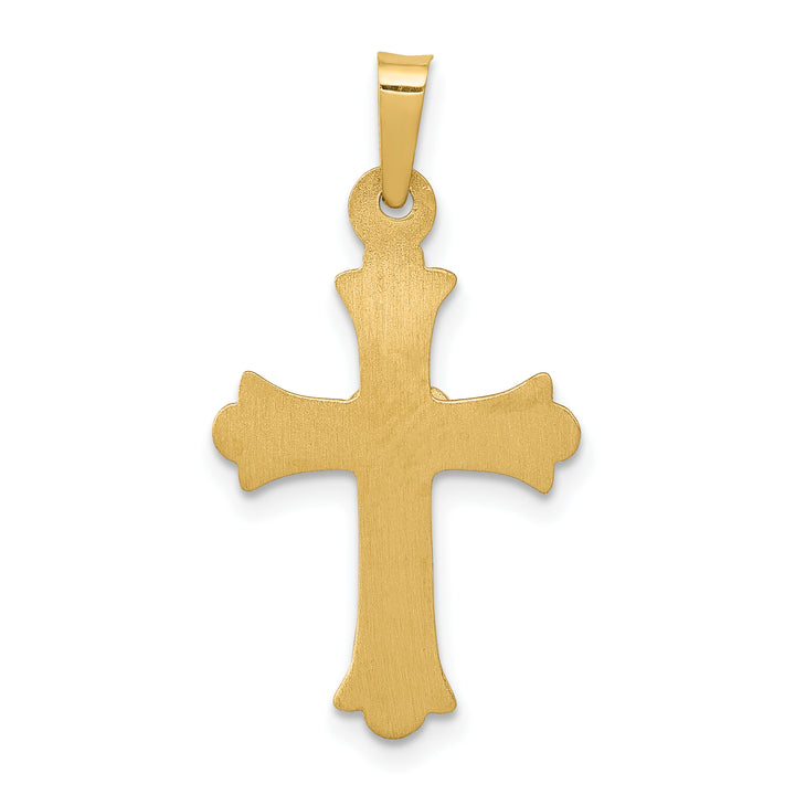 14K Two-Tone Gold Classic Diamond Heart Fleur de Lis Cross Pendant
