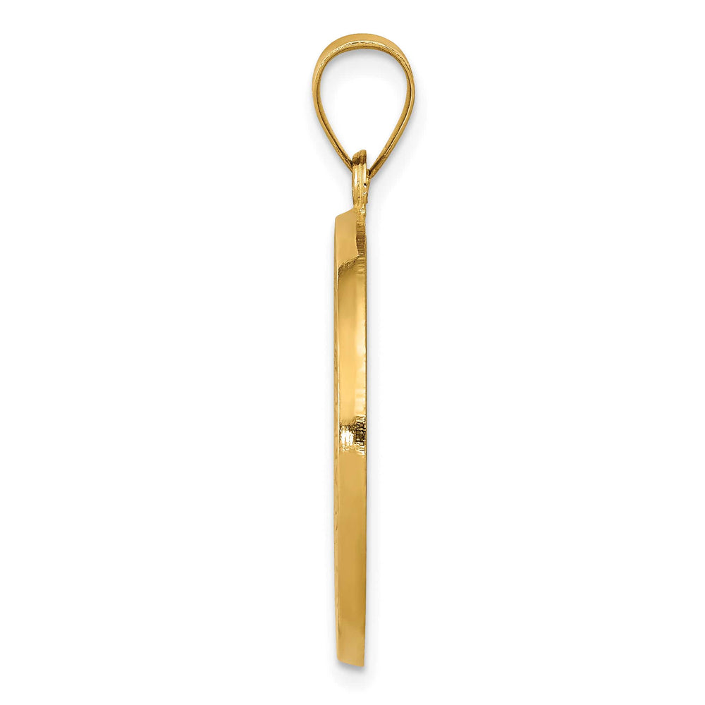 14K Yellow Gold Polished Satin St. Benedict Reversible Medal Pendant