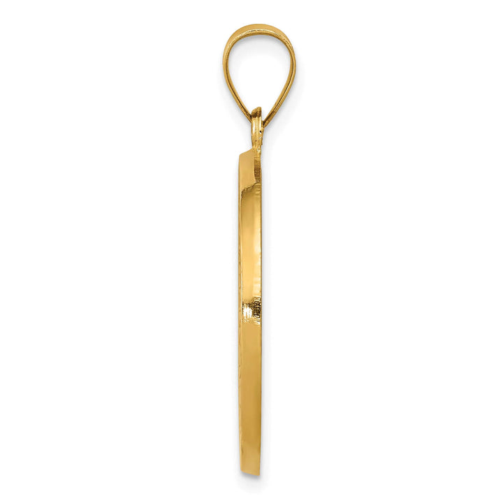 14K Yellow Gold Polished Satin St. Benedict Reversible Medal Pendant