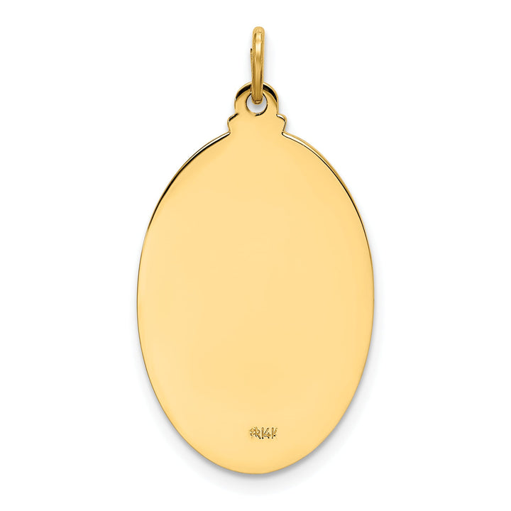 14K Yellow Gold Our Lady of Guadalupe Medal Oval Pendant