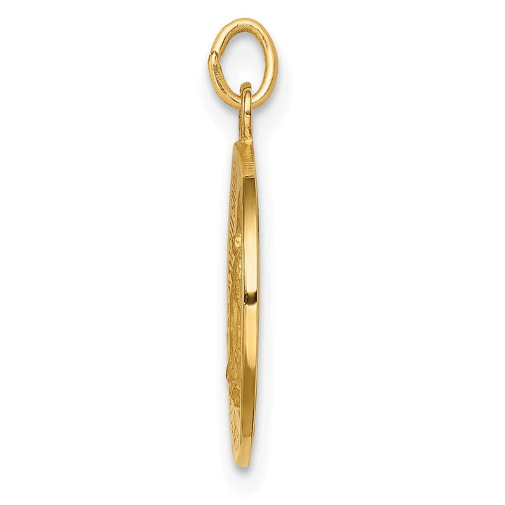14K Yellow Gold Polished Satin Solid Miraculous Medal Round Charm