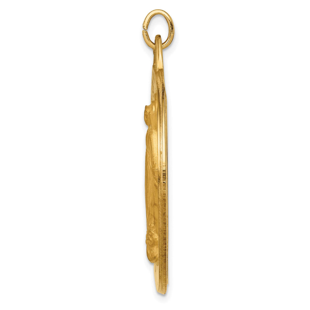 14K Yellow Gold Extra Large Miraculous Medal Round Pendant