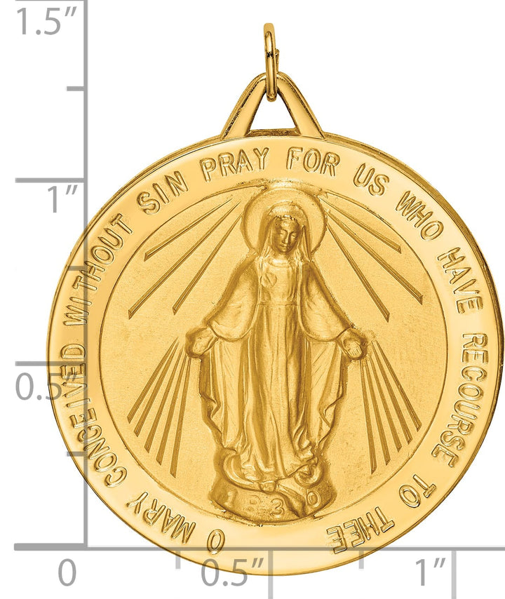 14K Yellow Gold Extra Large Miraculous Medal Round Pendant
