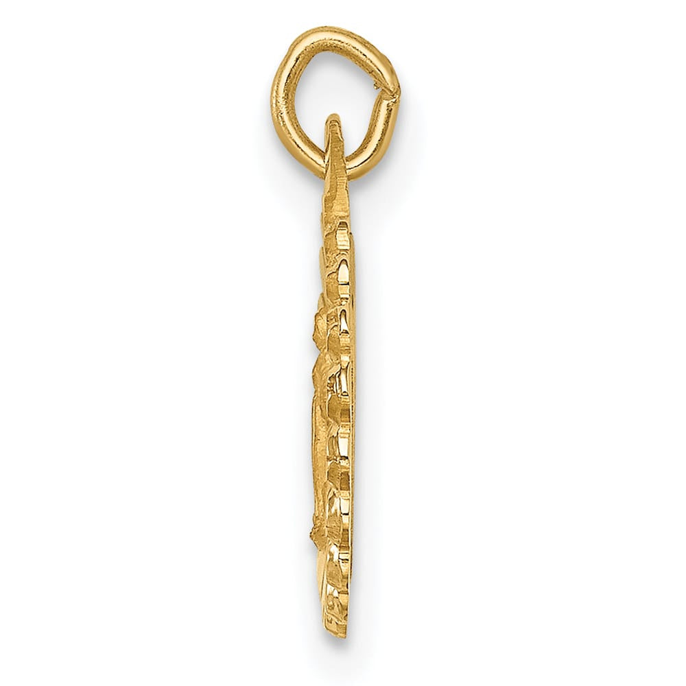 14K Yellow Gold Tiny Round Scalloped Miraculous Medal Charm