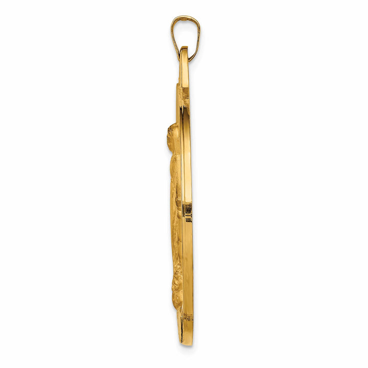 14K Yellow Gold Extra Large Spanish Milagrosa Medal Round Pendant