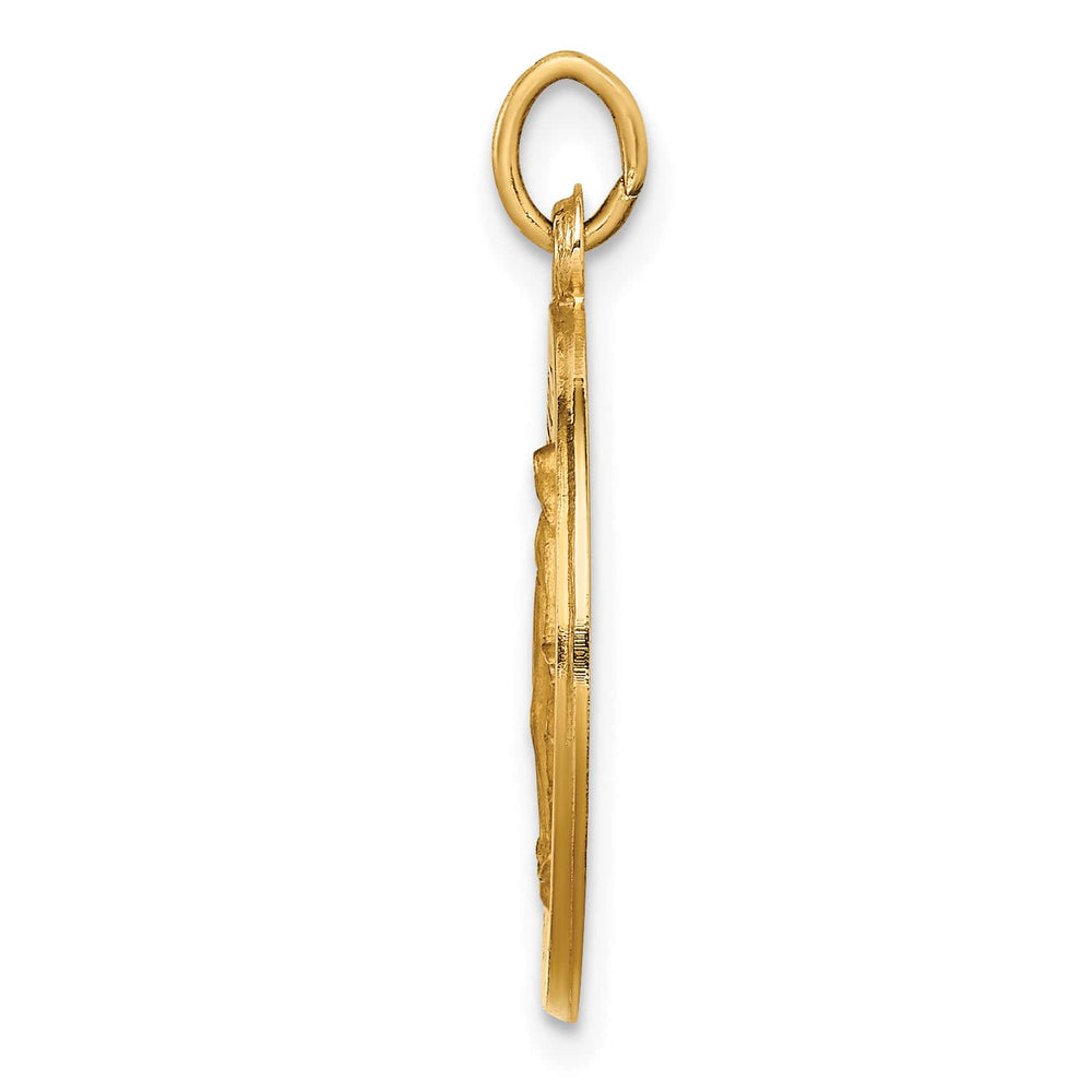 14K Yellow Gold Polished Satin Small Miraculous Medal Round Pendant