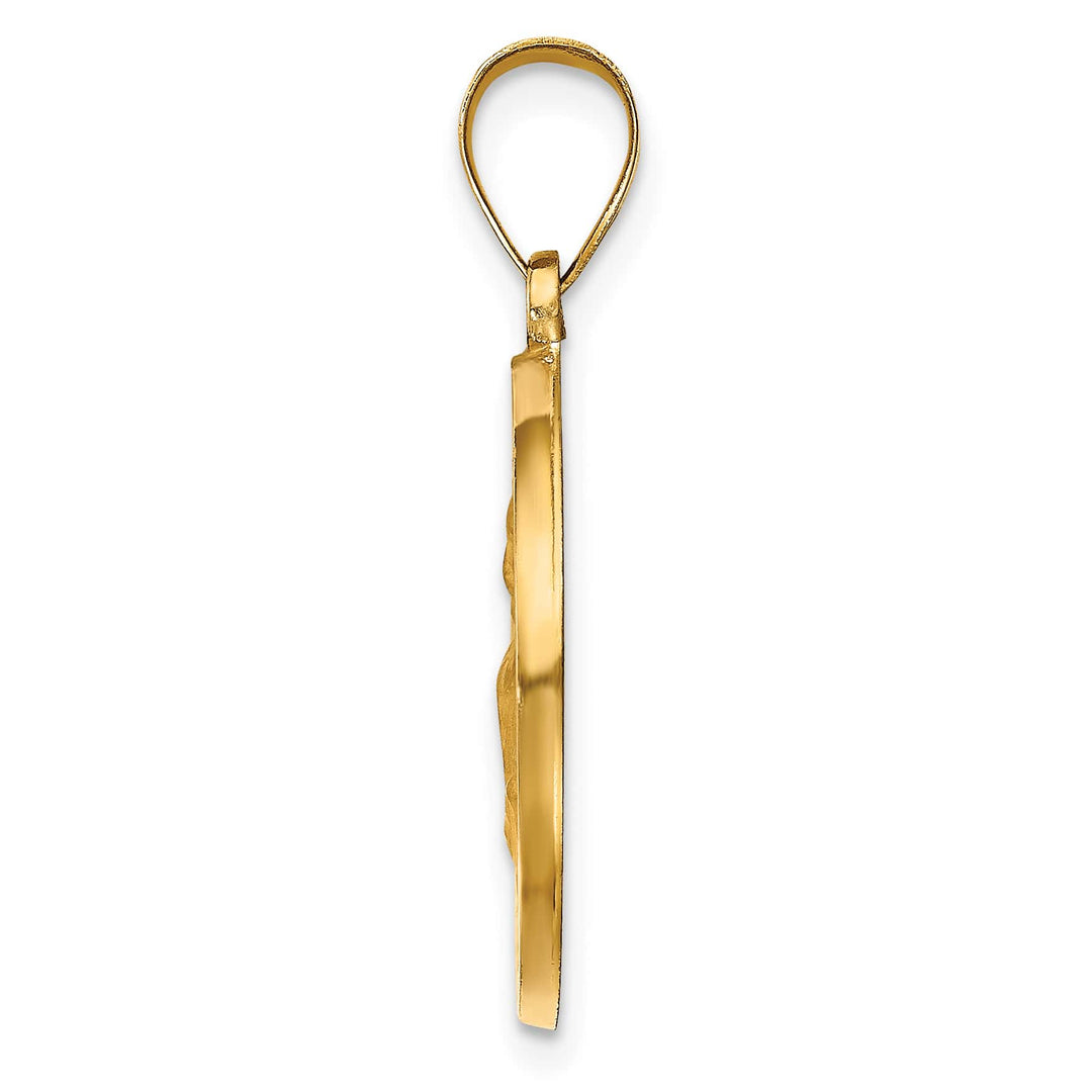 14K Yellow Gold Polished Satin Round St. Augustine Medal Pendant