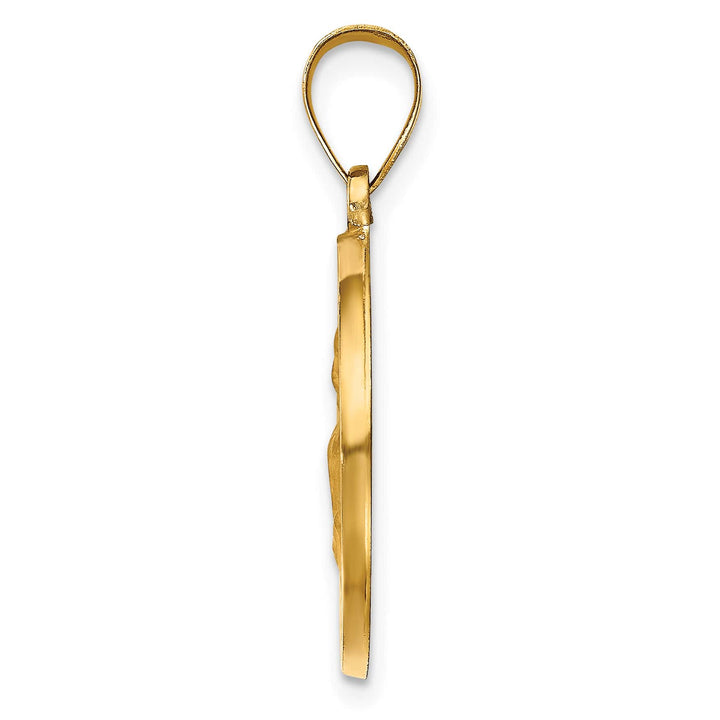 14K Yellow Gold Polished Satin Round St. Augustine Medal Pendant