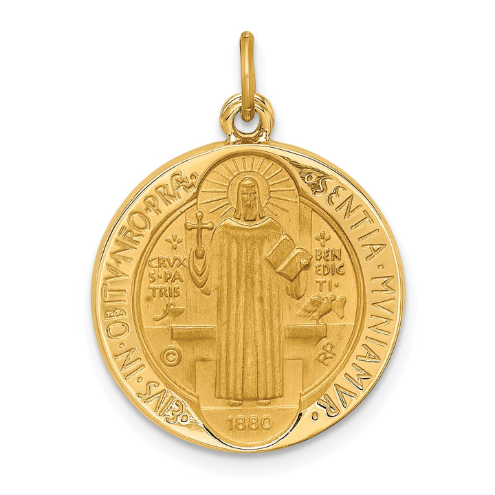 14K Yellow Gold Round Reversible St. Benedict Medal Pendant