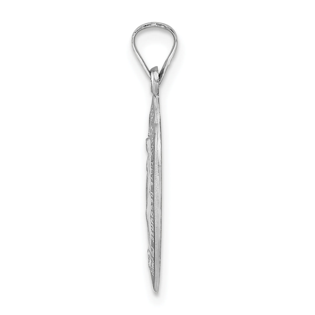 14K White Gold Polished Satin Solid Miraculous Medal Pendant