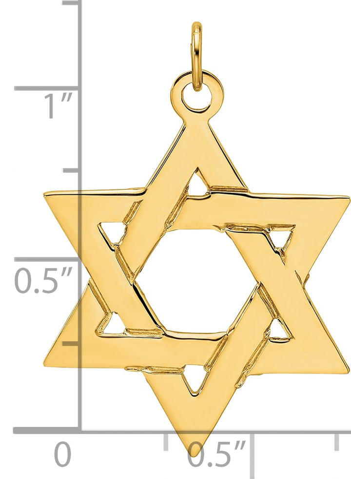 14K Yellow Gold Large Polished Solid Star of David Pendant