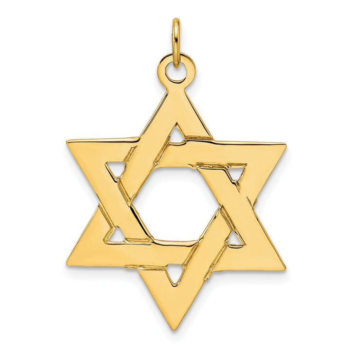 14K Yellow Gold Large Polished Solid Star of David Pendant