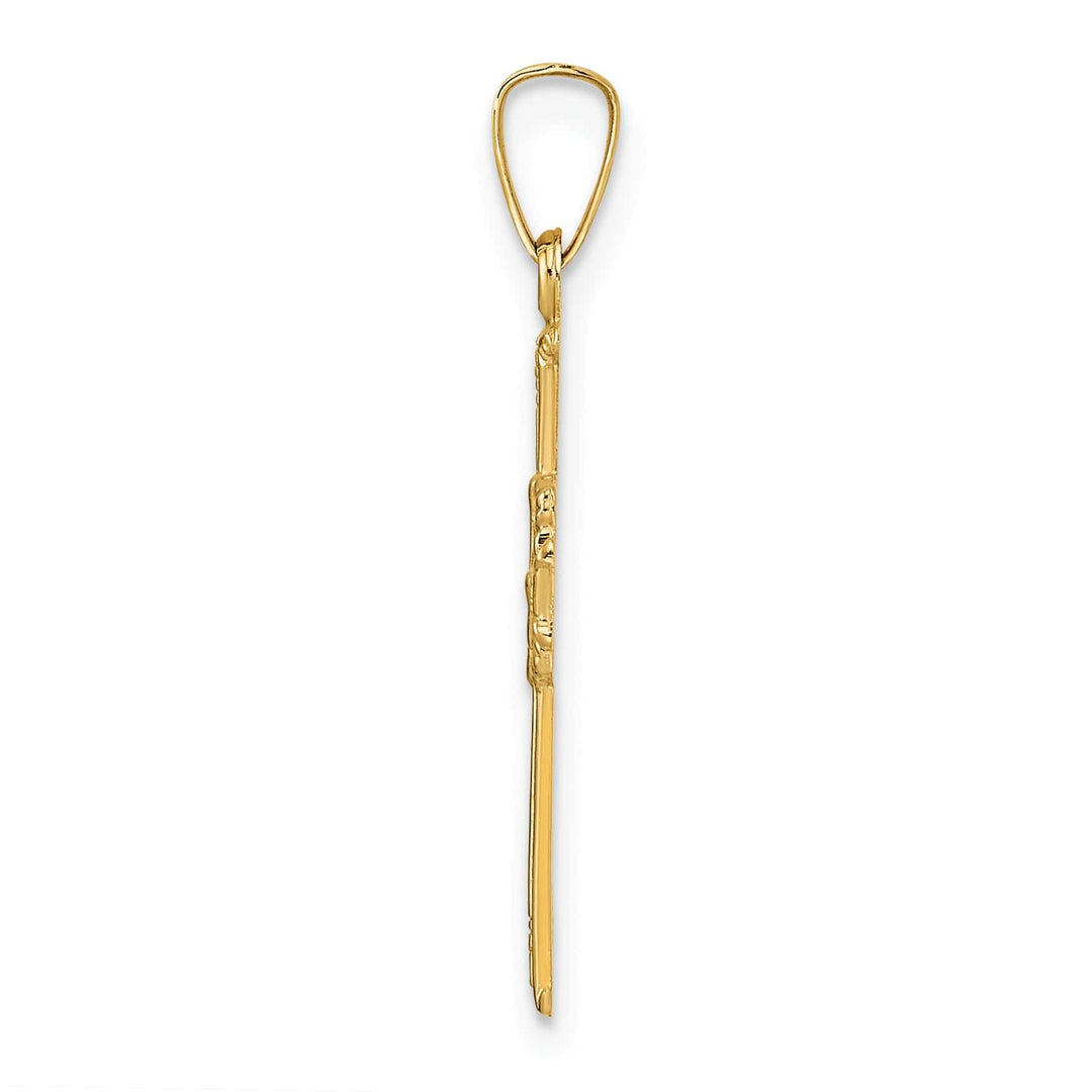 14k Yellow Gold Polished Cut-Out Design Dove Cross Pendant